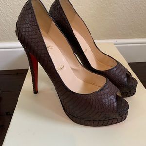 Christian Louboutin Brown Python platform pumps